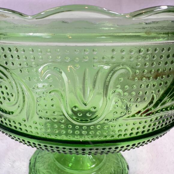 EO Brody M6000 Emerald Green Glass Vintage Compote Pedestal Candy Dish Cleveland - Picture 3 of 15